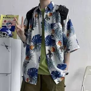 [RIZPICK]남성 오버핏 남방 꽃무늬 바캉스 휴양지 하와이안 셔츠