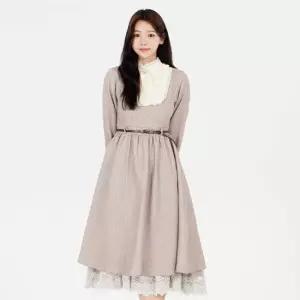 친절한탄씨 TBZ 핑크베이지 빈티지 레이스 롱원피스 경성의상 프레피 복고의상 교복대여 복고풍의상