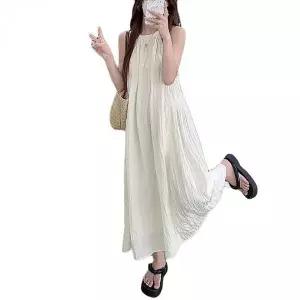 [하프클럽/]민소매 홀터넥 여성 여름 롱원피스