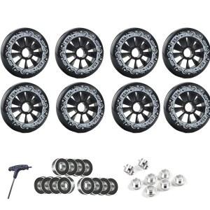 TRAFPORT 8팩 인라인 스케이트 휠 90MM 100MM 110MM ABEC-9 베어링 85A로 교체하면 속도와 고 그립 성능이 향상됩니다