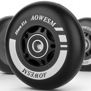 AOWESM 인라인 스케이트 휠 80MM 76MM 72MM 85A 실외 블랙 블루 레드 롤러 하키 블레이드 교체 휠(베어링 ABEC-9 및 플로팅 스페이서 포함)(블랙 76MM)