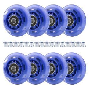 및 청소년 초보자를 위한 휠구 8PCS 64MM 인라인 스케이트 휠 파란색 점멸 실내/야외 사용 (파란색 64MM)