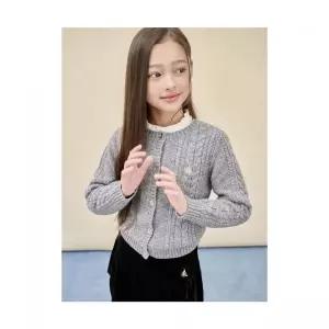 [국내정품] 빈폴 BEANPOLE 키즈 KIDS [Essential] 여아 울혼방 케이블 가디건 카디건 그레이 (BI5X5AGE13)