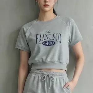 [폴앤폴]샌프란시스코 나그랑 크롭 반팔 맨투맨 5컬러