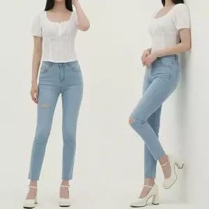 [라일리여성의류] Rly 여성 찢청 슬림핏 스키니진 데님 팬츠 일자 청바