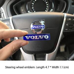 범퍼스티커 볼보 R디자인 폴스타 AWD V50 S60 XC60 S40 XC40 XC90용 자동차 전면 그릴 스티어링 로고 스티커 장식 액세서리