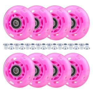 및 청소년 초보자를 위한 휠구 8PCS 인라인 스케이트 휠 리드 라이트 업 64 / 70 72 76 80MM W 부싱 85-88A 실내/외 사용 (핑크 64MM)
