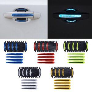 손잡이스티커 8pcs3D CarReflective 스티커 테이프 반사판 펜더 경고 범퍼 스트립 도어 핸들 그릇 커버 자동차 외관 액세서리 세트