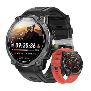 남성 견고한 밀리터리 스마트 워치 1.43인치 AMOLED 헬스 트래커 블루투스 통화 / 플래시라이트 컴퍼스 170개 이상의 스포츠 모드 방수 스마트워치 안드로이드