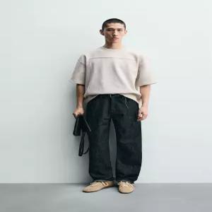 ZARA 콤비 패치 스웨트셔츠 - 그레이 5644/465/803