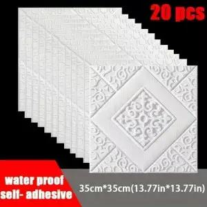 20pcs 3D 천장 벽지 자기 벽 장식 방수 거품 디자인 스티커 침실 종이