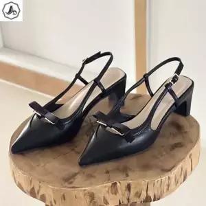 [애슬릿][애슬릿]리본 슬링백 스틸레토 발편한 통굽 여성 키높이 구두 5.5cm