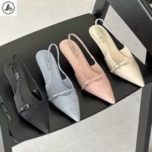 [애슬릿][애슬릿]스틸레토 슬링백 메리제인 사이드 버클 스트랩 핑크 구두 6cm