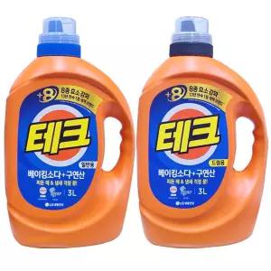 LG 테크 3L x4개 베이킹소다+구연산 일반용 드럼용 빨래 액체세탁세제