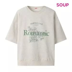 [SOUP](타임스퀘어점패션관)로맨틱 로즈 드로잉 반팔 맨투맨 티셔츠 (S62TS09)
