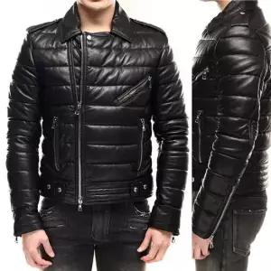 발망 램스킨 레더 바이커 라이더 패딩 자켓 SH18257