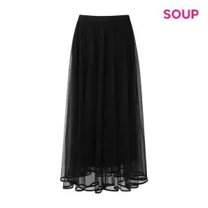 [롯데백화점]SOUP 라인 밑단 쉬폰 롱 스커트 S64SR12