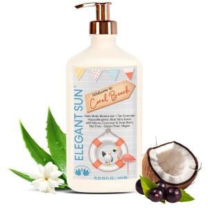 Elegant Sun Coral Beach 데일리 모이스처라이저, 탠 익스텐더 로션, 애프터 썬 또는 태닝 베드용, 알로에 베라 베이스, 저자극성, 민감한 피부, 남성 및 여성에게 적합, 유니 신선한