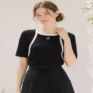 [레코브][레코브] 라인 배색 스퀘어넥 반팔 니트(LC61D8KN555X)