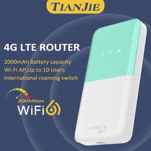 휴대용라우터 유심공유기 이동식와이파이 TIANJIE 4G LTE 지원합니다 32명의 접속을 유심 한국버전 포켓와이파이 SK텔레콤 150MBPS 동작하며 WIFI 라우터 KT 무선공유기170개국에서 카드를 SIM