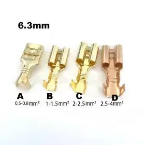 50/100/200/500 Pcs DJ622D6.3B A/B/C/D 0.34mm2 퀵 스플라이스 6.m 암 와이어 스페이드 커넥터 6.3 압착