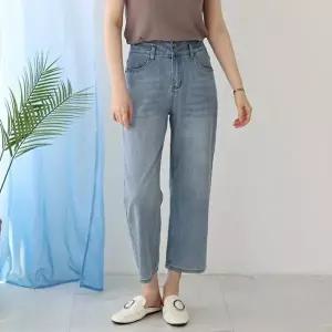 [웬디즈갤러리][웬디즈갤러리]아이스 투버튼 썸머 데님팬츠 /여름 뒷밴딩 세미와이드 쿨스판