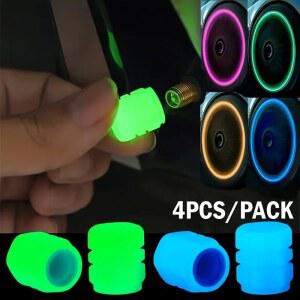 허브스페이스 4PCS 밸브 모자 줄기 자전거 차량용 DECORS 형광 허브 바퀴 오토바이 타이어
