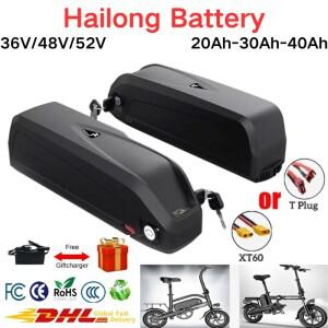 하이롱 충전식 배터리 36V 48V 52V 20Ah 대용량 스마트 BMS (500W-1500W 전기자전거/스쿠터용 옥타곤 모터