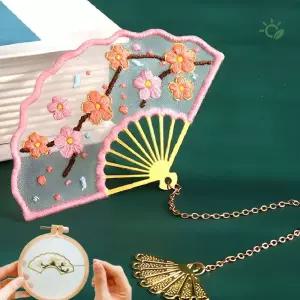자수 키트 DIY 책갈피 만들기 부채 북마크 초보자 외국인 선물