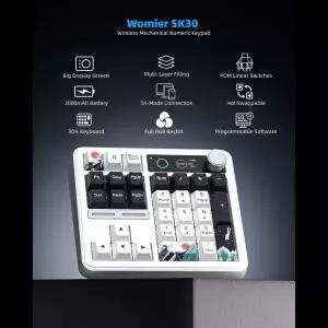 Womier SK30 화이트 3 모드 Bluetooth5.0/2.4G 식 숫자 패드 무선 키보드 켓 숫자 키패드 키보드Stom 키보