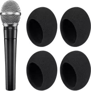 SoulWIT 4Pcs 마이크로폰 팝 필터 슈어 SM58/SM58 Pro/BETA 58A 보호 마이크 커버 윈드스크린 폼 - 블랙