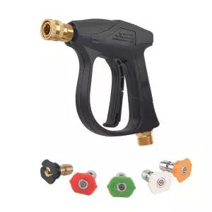 고압 세척기 건 - 2175 PSI 1/4 M22-14 나사산이 있는 빠른 플러그 짧은 물총 세차용 옵션 노즐 팁