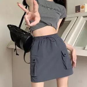 [라일리여성의류] Rly 여성 스트링 A라인 핏 카고포켓 미니스커트 3컬