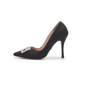 [BRIANA] Crystal Stiletto Black Saffiano BR9002