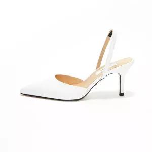 [BRIANA] Open Stiletto Slingback White BR9011