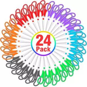 24팩 가위 벌크 8인치 사무실 홈스쿨 용품용 날카로운 재봉 원단 중/고등학생 교사용 교실 공예 편안한