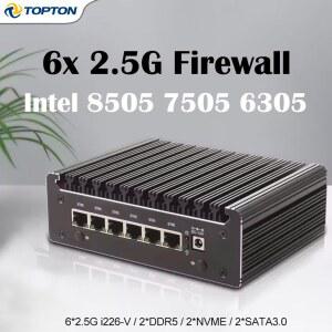 인텔 8505 7505 팬리스 6305 서버 5G 방화벽 I226 6X 미니 PC LAN