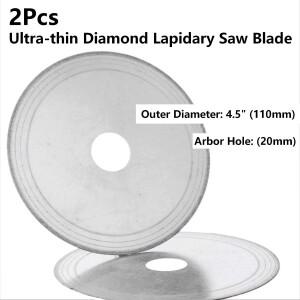 2개입 4-1/2인치(110mm) 초박형 다이아몬드 보석 가공용 톱날 연마 휠 사선 톱니 절단날 디스크 3/4인치 아