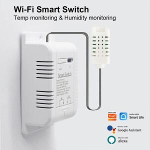 16A 1000W WiFi 온도 습도 센서 스위치 스마트 전력 모니터 컨트롤러 Tuya Alexa와 호환