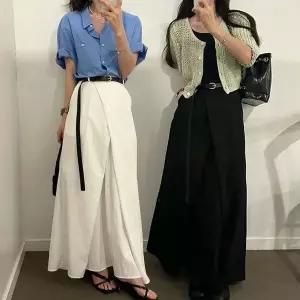[하프클럽/]스커트 플레어 롱 여자 맥시 밴딩 레이어드 치마