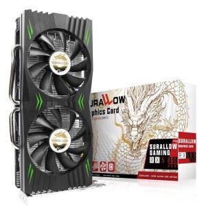 SURALLOW RX 580 그래픽 카드 8GB 2048SP, GDDR5, 256비트, PC 게이밍 비디오 카드, 3*DP, HDMI, PCI Express 3.0(게임용 데스크톱 컴퓨터 GPU용 프리즈 팬 스톱 포함)