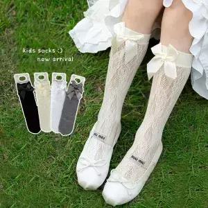통기성 레이스 무릎 높이 양말 큰 리본 장식 용 발레 댄스