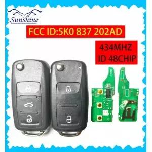 5K0 837 202AD 리모컨 키/PCB 434MHz ID48 칩 바겐 골프 파사트 티구안 제타 비틀 차량용