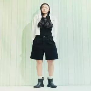 리 LEE 우먼 베이직 데님 쇼츠 블랙 워시드
