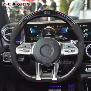 메르세데스벤츠 AMG C63 GT C43 W22 S63 W205 W204 W23 2020 자동차 레이싱 휠용 LED 탄소 섬유 플랫