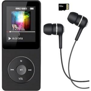 MP3 플레이어 32GB 마이크로 SD 카드 이어폰 내장 스피커 / 사진/비디오 플레이 FM 라디오 음성 녹음기 전자책 리더 달리기 걷기에 최대 128GB 지원