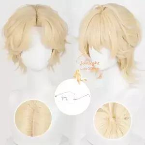 외계인 무대 루카 프레 가발 30cm 골든 내열성 합성 머리 할로윈 역할 놀이 모자