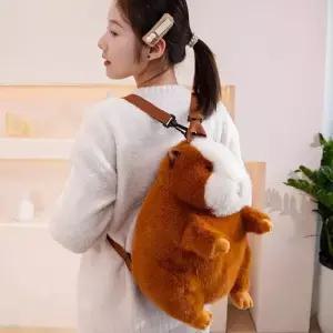 귀여운 기니피그 플러시 백팩 부드러운 인형 돼지 가방 학생용 여성용