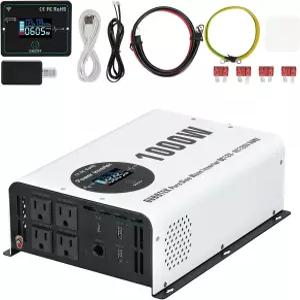 OUBOTEK 1000와트 전력 인버터 피크 2000W 순수 사인파 12V DC-120V AC RV 컨버터 무선 리모컨 LCD