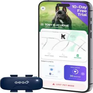 GEGO PET - 개와 고양이를 위한 실시간 GPS 반려동물 추적기 무제한 범위 안전 구역 탈출 알림 위치 기록